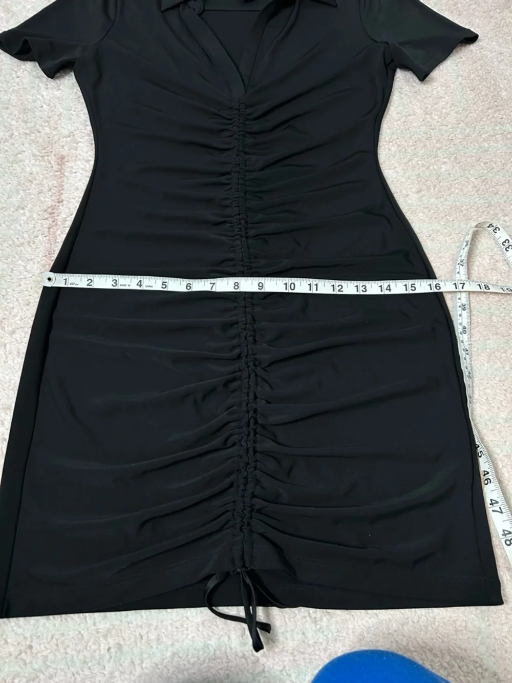 NWT Alice and Olivia Marsha Black Ruched Front Polo Mini Dress Size Medium - Picture 11 of 12